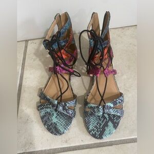 Aldo Vibrant Snakeskin Lace-Up Sandals